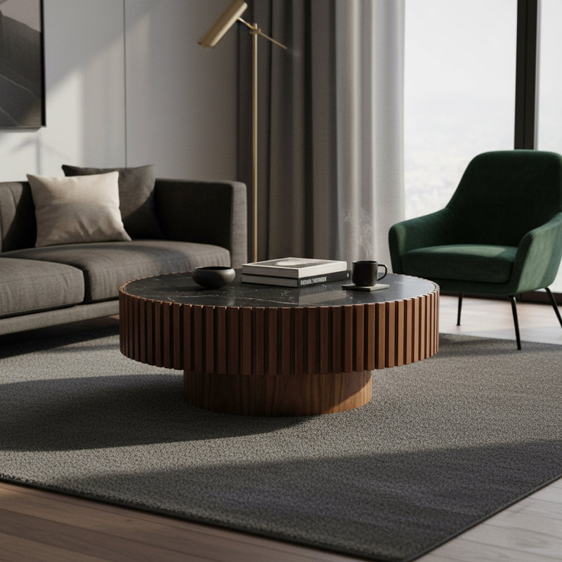 Table basse Modern Modern, Noir, Noyer