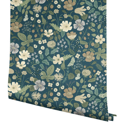 Rifle Paper Co. Strawberry Fields 27" L x 27" W Smooth Wallpaper Roll
