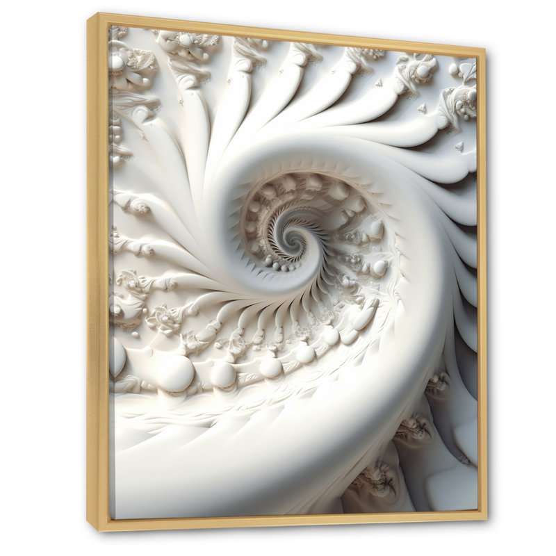 Blanc fractal spiral univers - impression, H 40 po x l 30 po x P 1,5 po, Cadre naturel flottant