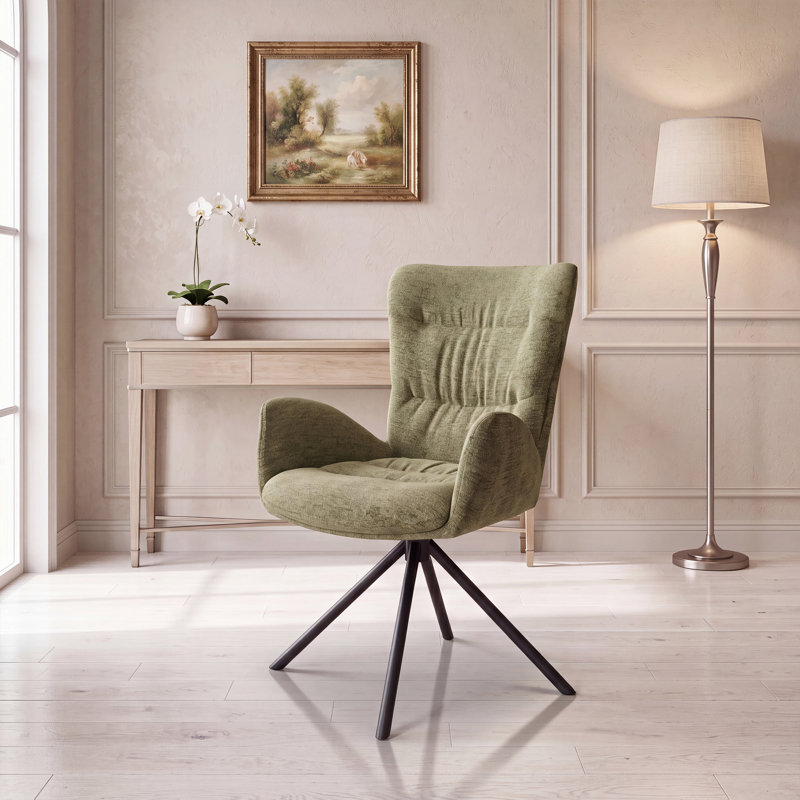 Upholstered Swivel Accent Chair with Tufted Seat, Green