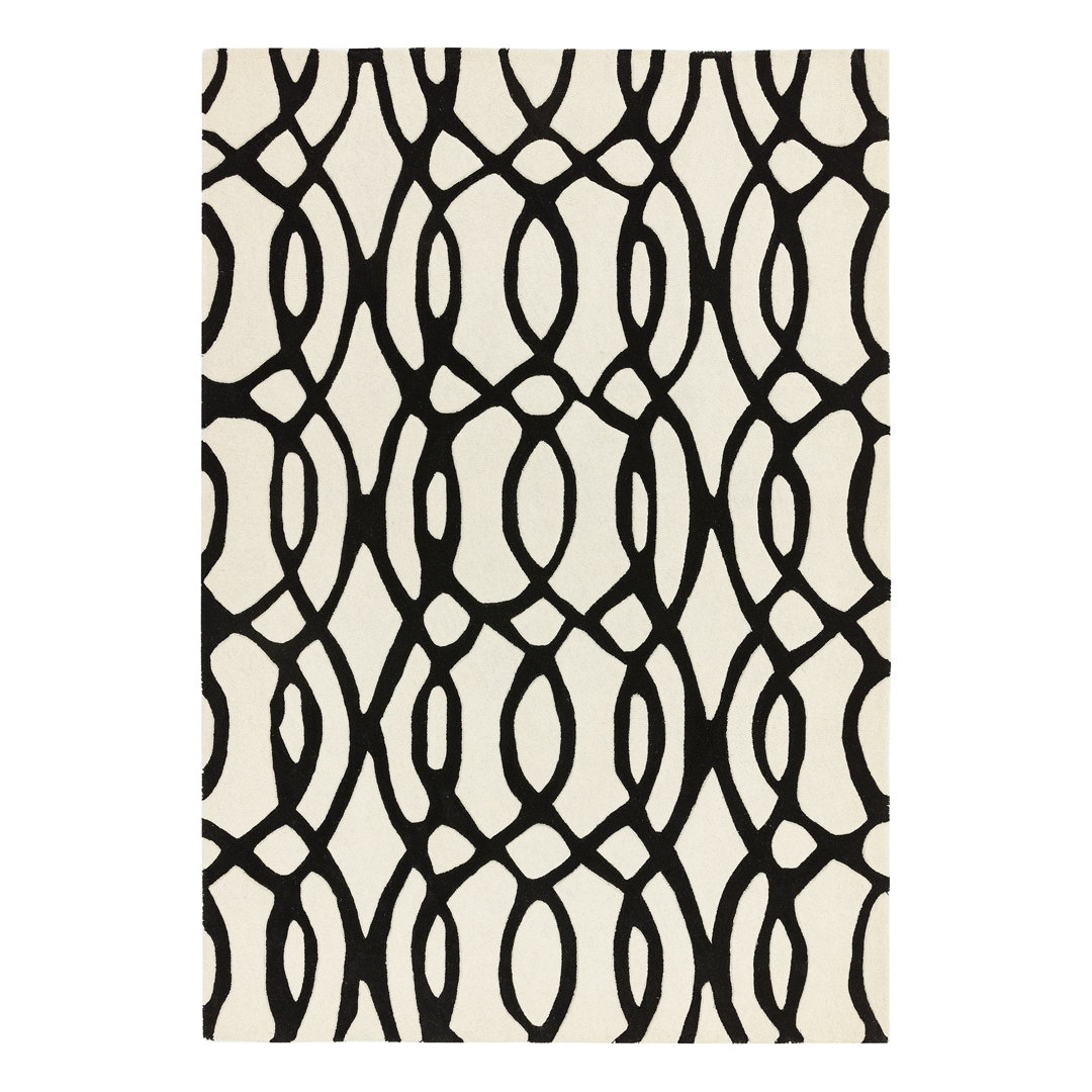 Louise Hand Tufted Wool Black Rug