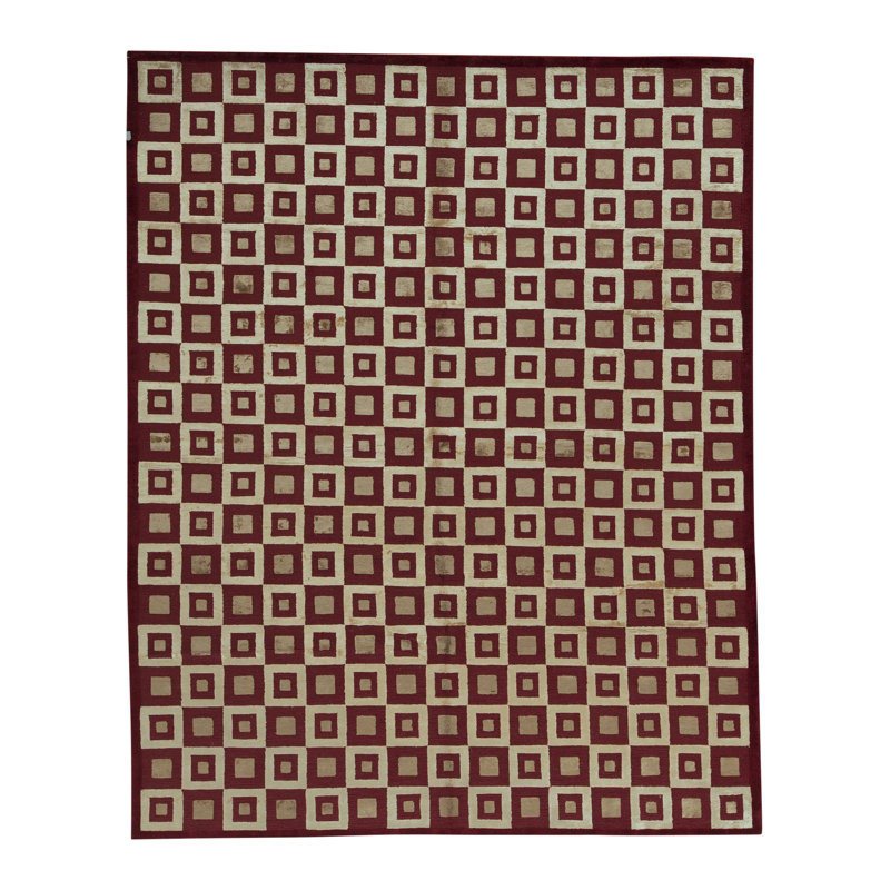 Tapis rouge et beige noué à la main de haute qualité