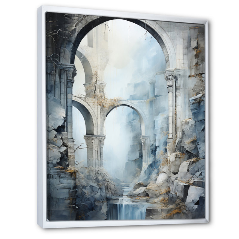 Imere Grey Bridge Ethereal Overpass I, H 20 po x l 12 po x P 1 po, Cadre flottant blanc