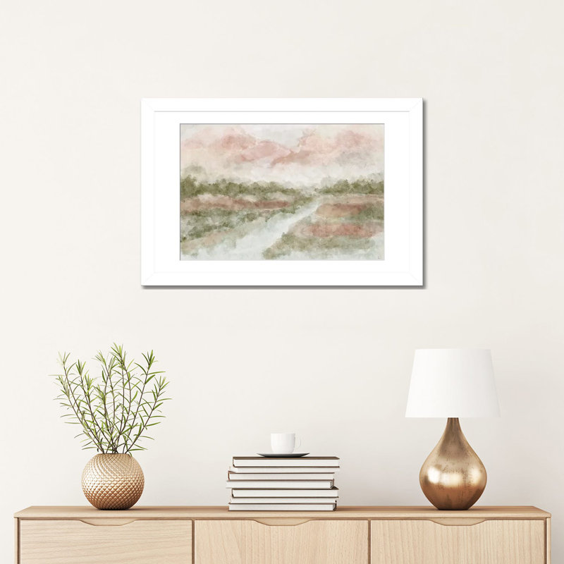 Peaceful Waters, White Open Corner Framed Paper, White, 16" H x 24" W x 1" D