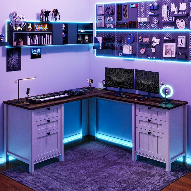 Bureau de direction en L Farmhouse, Blanc
