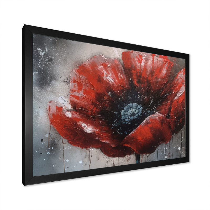 «Pink Delicate Poppy III», art floral sur toile coquelicot, L 20 po x H 12 po, Cadre photo noir