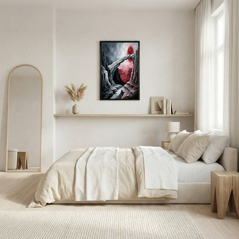 Toile grise grise encadrant le coucher de soleil rouge sur toile Canyon, H 12 po x l 18 po