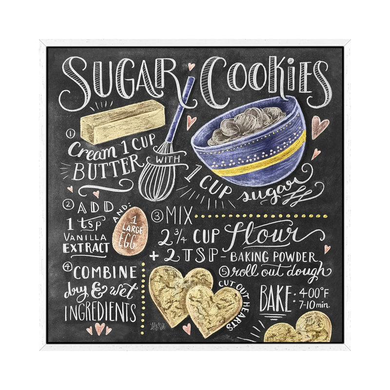 Sugar Cookies Recipe - Print on Canvas, White Framed, 66.04 cm H x 66.04 cm W