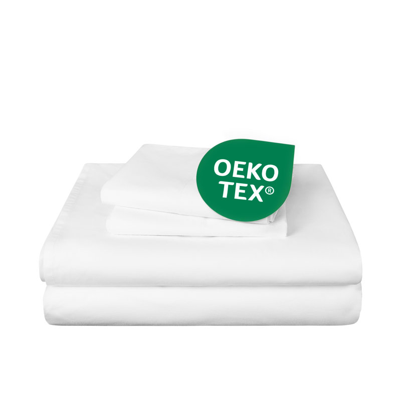 100% Cotton 250 TC Percale Crisp & Breathable Sheet Set With Pillowcase(S), White, Full Sheet Set with 2 Pillowcases