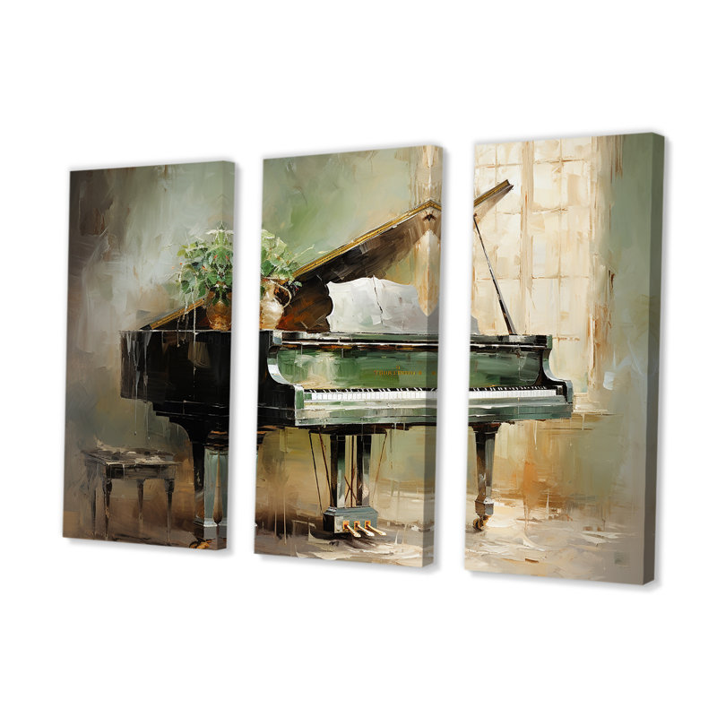 «Green Piano Impressionist», art sur toile, H 32 po x l 48 po