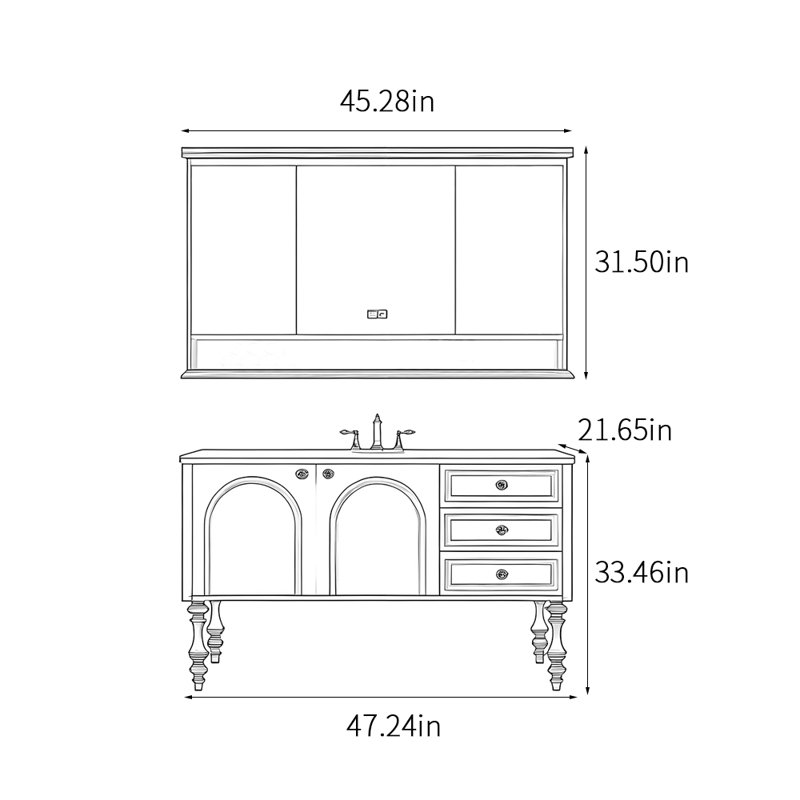 Bathroom cabinet French vintage style, Light Gray