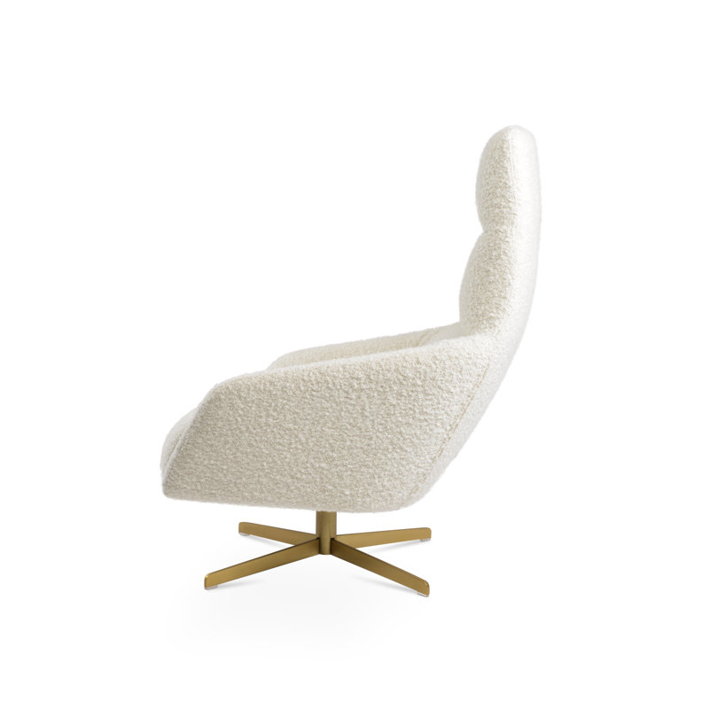 Fauteuil pivotant BRC 4 étoiles en laine, Laine blanc cassé, Laiton