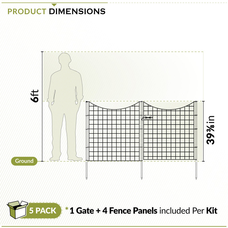 View of Zippity Outdoor Products 39in H (4 Fence Panels + 1 Gate) No Dig Easy ...