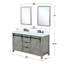 60 po Meuble-lavabo double gris cendré, comptoir en quartz blanc, robinet et 24 miroirs gris antitaches, comptoir, robinet, finition-686177972