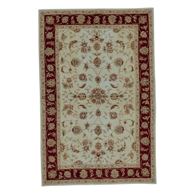 Tapis beige / vin de haute qualité noué à la main
