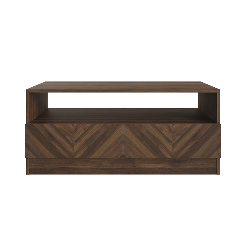 Murshida Solid Coffee Table with Storage, Dark Brown Wood
