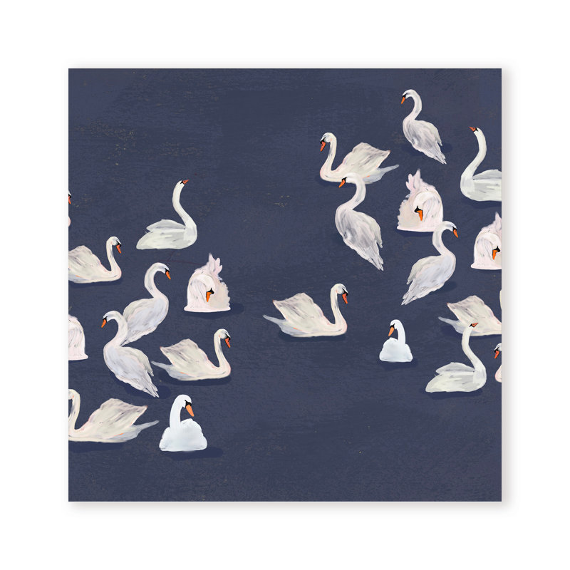 Nature Inspired Modern Ensemble: Swan Serenade, 24" H x 24" W, Wrapped Canvas, Does Not Apply