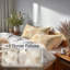 Ensemble de literie à motif géométrique 5 pièces - Housse de couette et coussin décoratif Modern Beige Angles-124112847