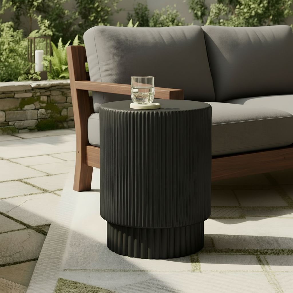 15" Patio Side Table, Black