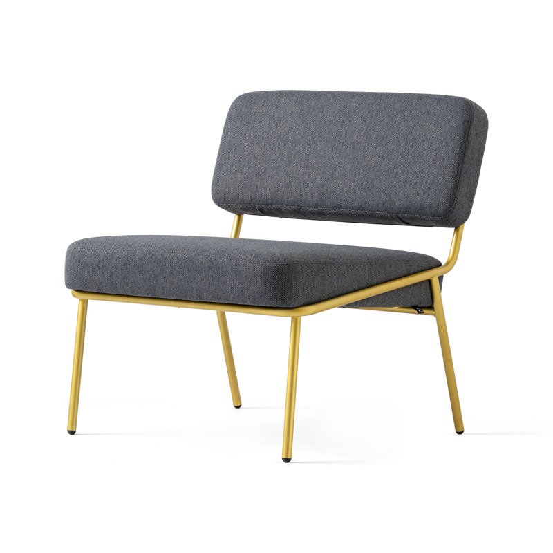 Chaise longue rembourrée Sixty, Noir, Laiton peint