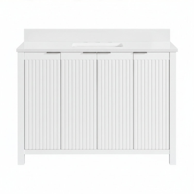 Through Lines 48" Single Bathroom Vanity, White, Single-Hole