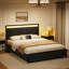 Antioch Upholstered Bed Frame with 2 Storage Drawers, Modern Queen Platform Bed with Charging Station & LED Light, No Spring Box Needed, Dark Grey-2143374593-2138354204