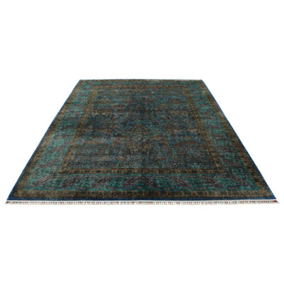 7x10 Blue and Turquoise Turkish Tribal Rug