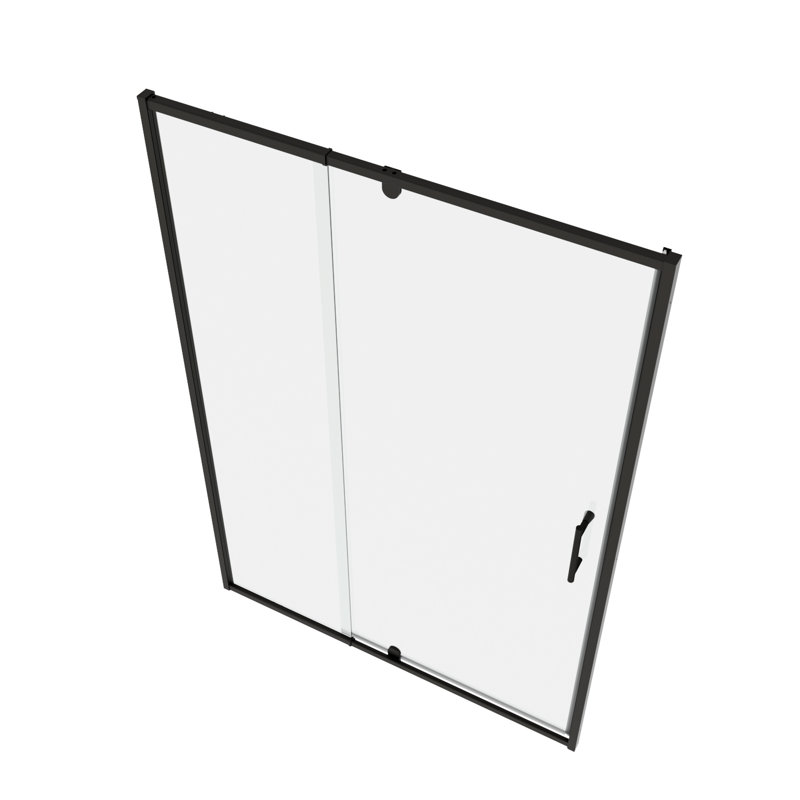 Pivot Frame Shower Door In Black Matte - 44-48" Width, 71" Height, 1/4" Tempered Glass, Stainless Steel Handle, Magnetic Close, Leakage Enclosure W, H, Leak Design