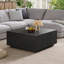 Table basse carrée 33,25 po à 4 tiroirs, noire