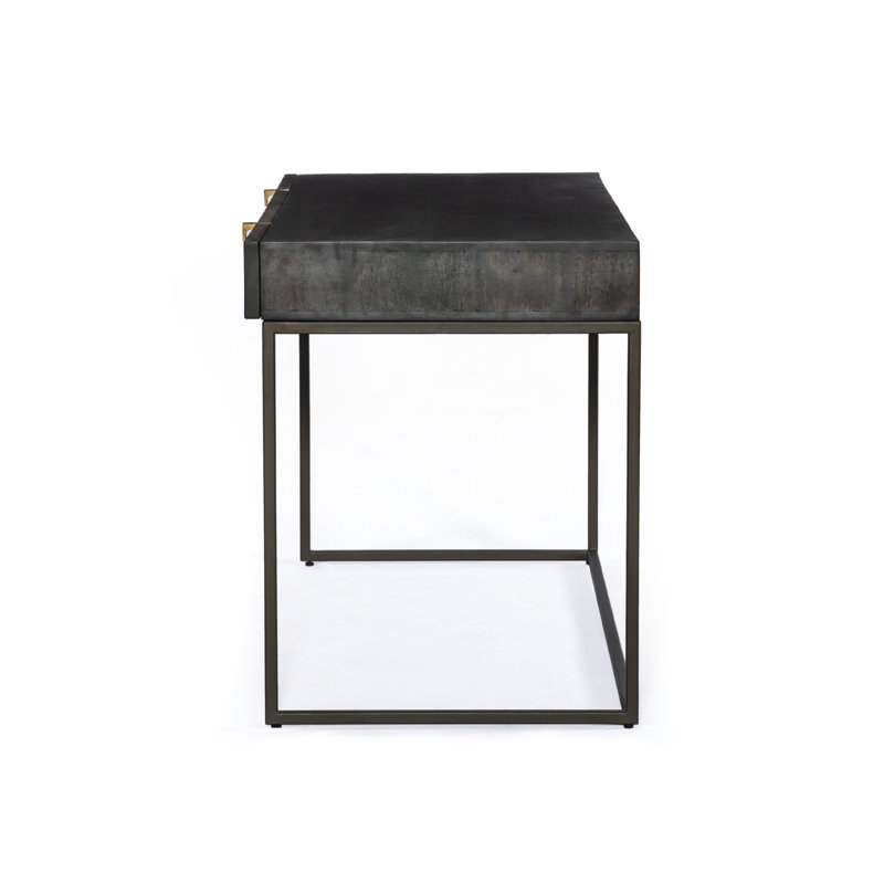 Kelby Solid Wood Writing Desk, Vintage Brown