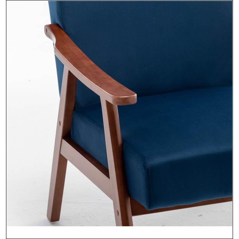 Mid-Century Modern Chair, Living Room Chair with Solid Wood Frame, Blue