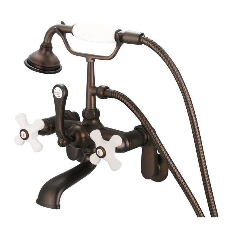 Stonington 3 Handle Clawfoot Tub Faucet, Porcelain Cross Handles, Oil Rubbed Bronze