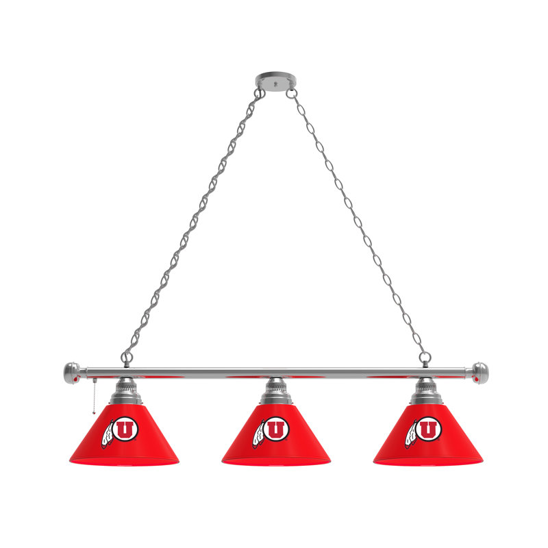 3 - Light Pool Table Lights Pendant, Chrome, Utah Utes
