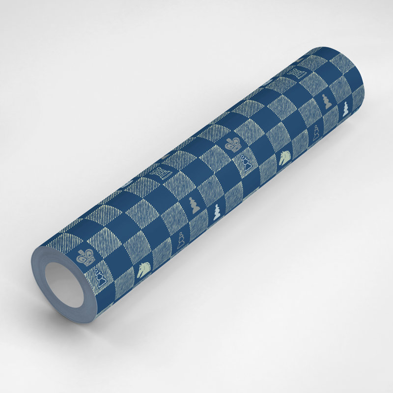 Rouleau de papier peint autocollant L 18 pi x l 24 po Chess, Navy/Beige