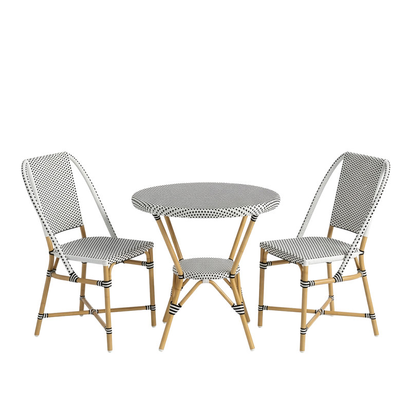Ensemble repas pour terrasse 2 personnes Ellie, Noir / blanc, Noir / blanc