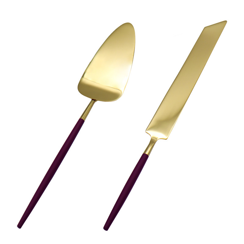 Stainless Steel Cake Serving Set, Purple