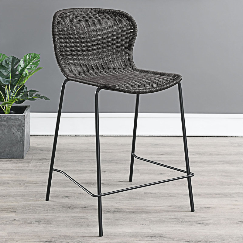 Chaise de comptoir en faux rotin (ensemble de 2)
