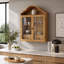Armoire murale rétro en bois massif vieilli rustique avec plateau ondulé élégant, pour la salle à manger, la cuisine, le salon et la salle de bain-1370137290