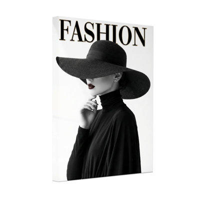 Fashion Fashion Model Wearing Wide Brim Hat And Black Turtleneck