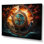 Roue sarcelle, art bouddhiste orange, art mural sur toile spirituel