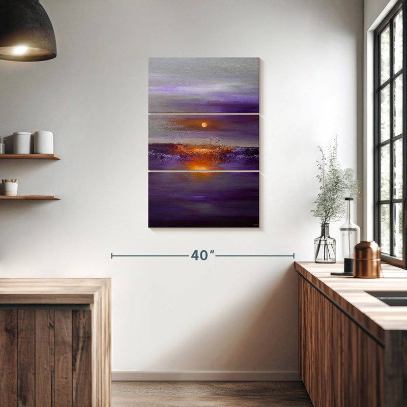 Gillard élégant coucher de soleil mauve, H 38 po x l 24 po