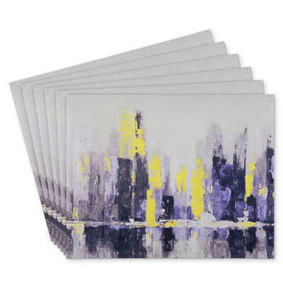 Abstract Cityscape Polyester Eiver - Set of 6 Home Decor