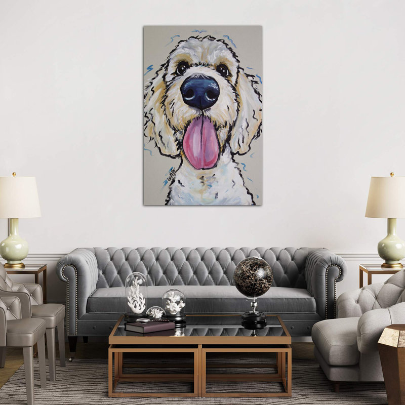 Goldendoodle Murphy Whimsical by Hippie Hound Studios - Wrapped Canvas Gallery-Wrapped Canvas Giclée