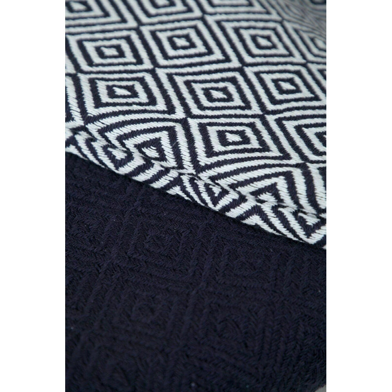 Navy and White Chevron Cotton Throw Blanket Set