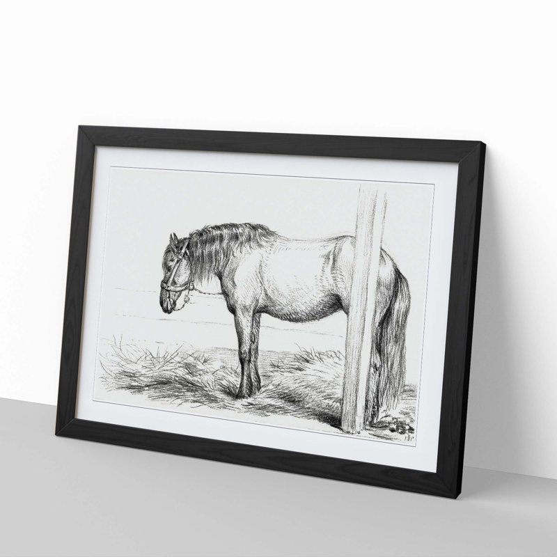 A Horse in a Stable by Jean Bernard - Framed Print, 33cm H x 45cm W x 2cm D, Black Framed