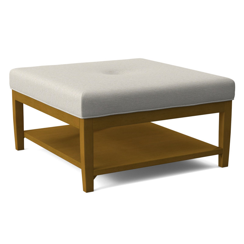 Hammond Square Ottoman, Frost White Finish, White Performance Fabric; 0851-94