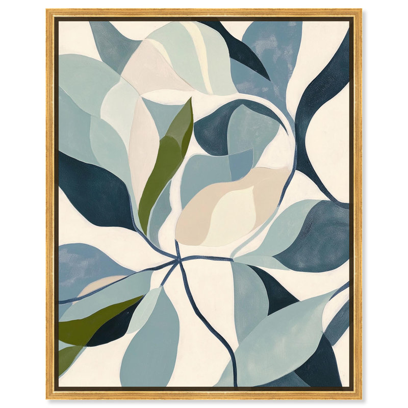 Art floral coloré sur toile tissé Botanicals II par Art Remedy, H 46 po x l 37 po, Cadre flottant doré