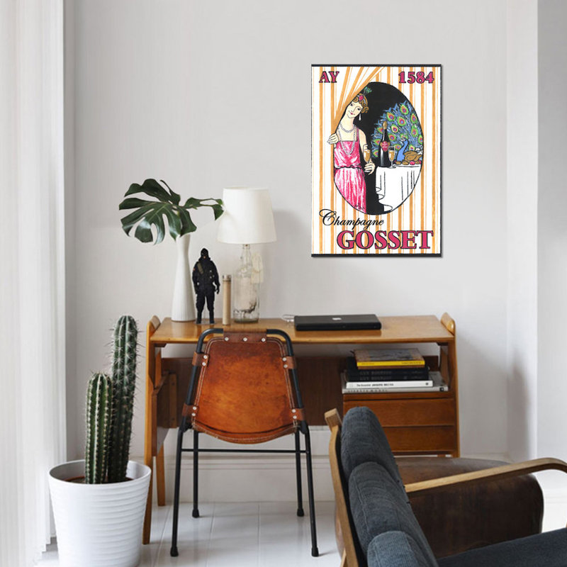 « rideaux wall », affiche rétro sur toile, H 12 po x l 8 po x P 0,75 po, Pas de tapis, Toile tendue