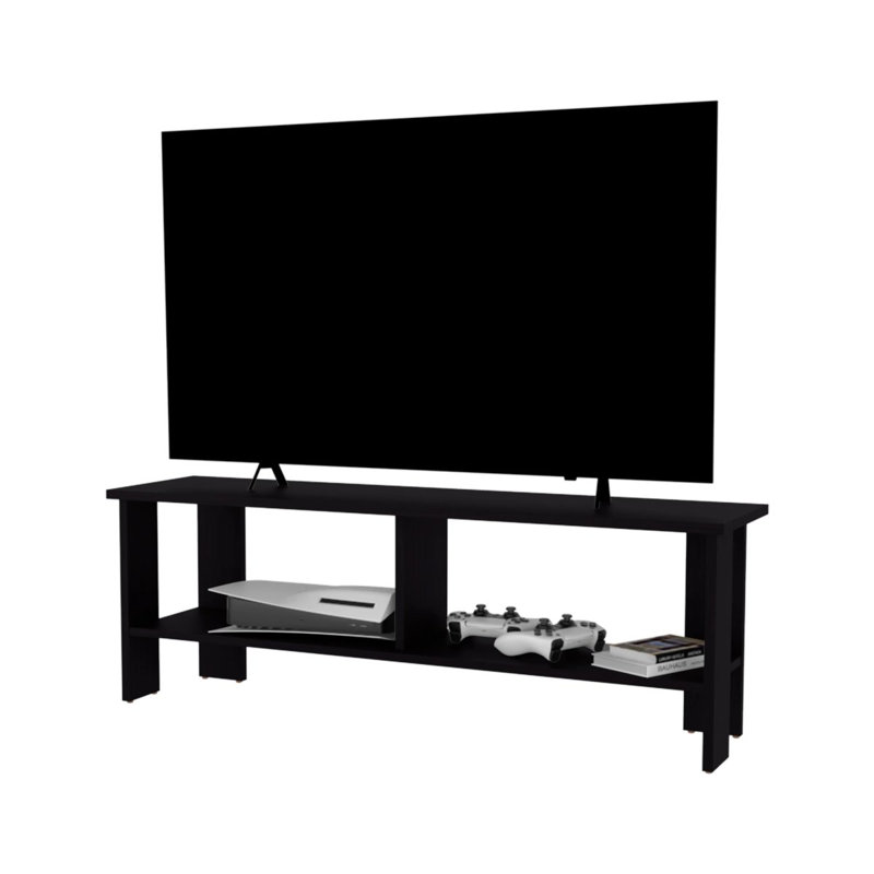 TV Stand With Open Storage, Wengue Finish, Wengue