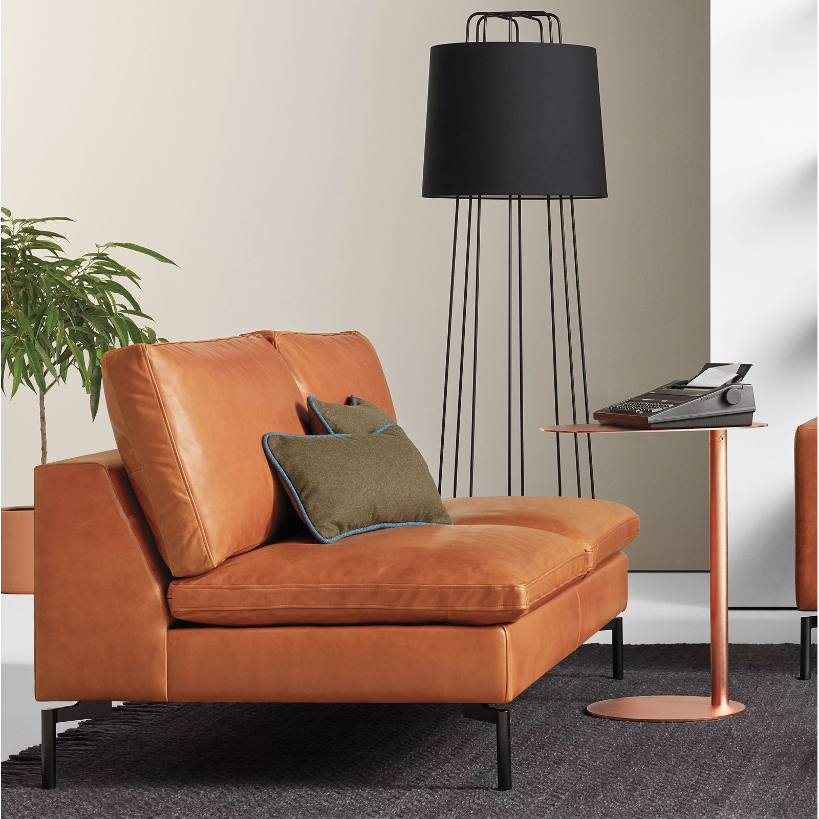 New Standard 60'' Upholstered Loveseat, Maharam Meld in Panda Polyester Blend, Black